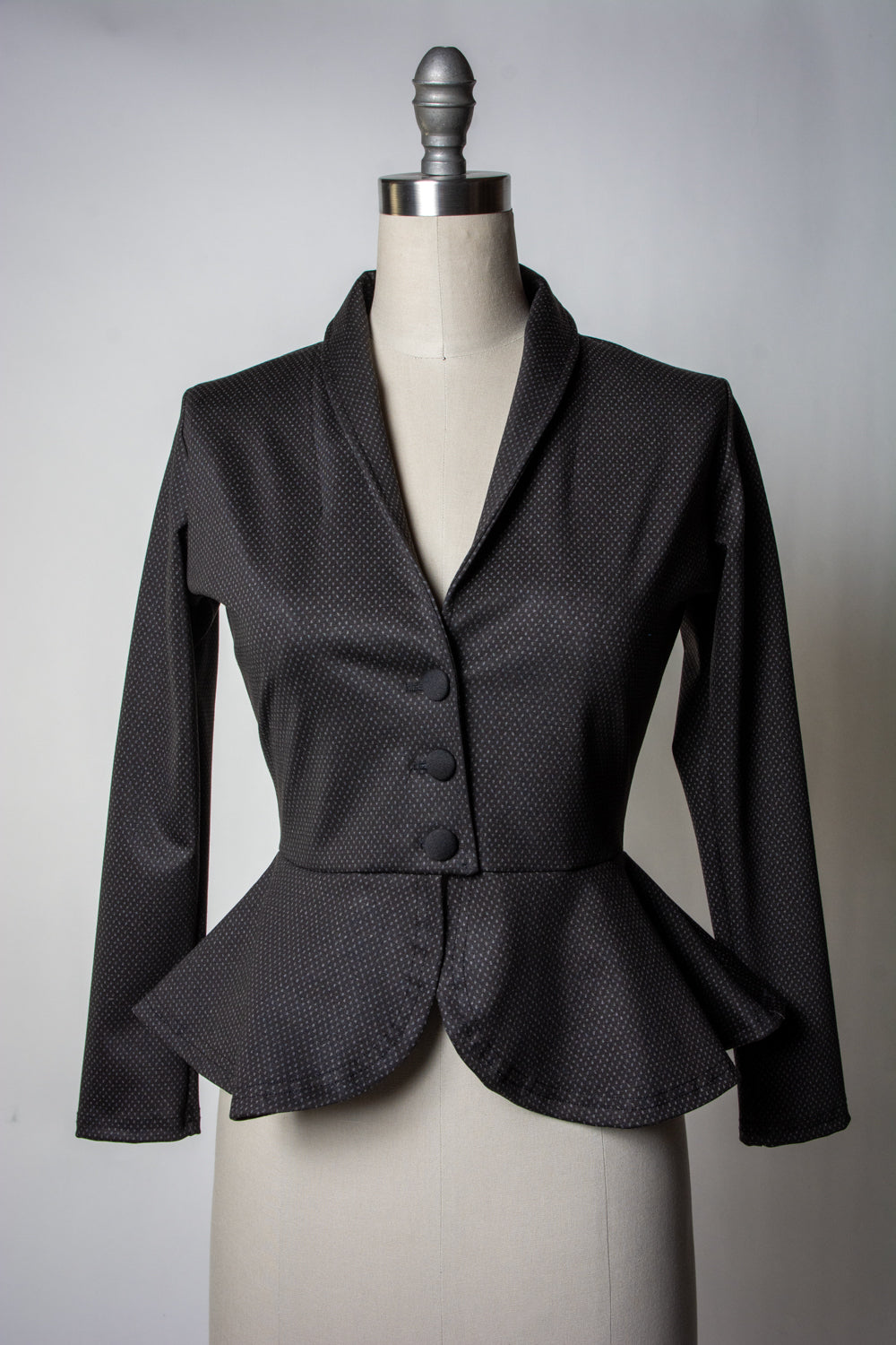 Diva Jacket - Black & Grey Pin Dot