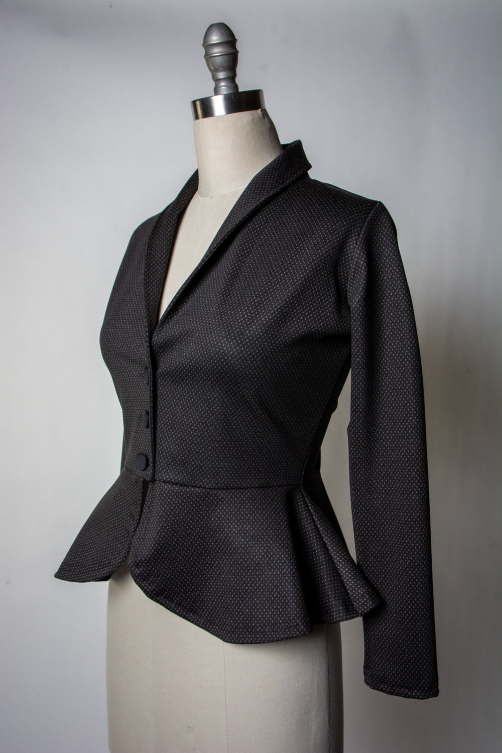 Diva Jacket - Black & Grey Pin Dot