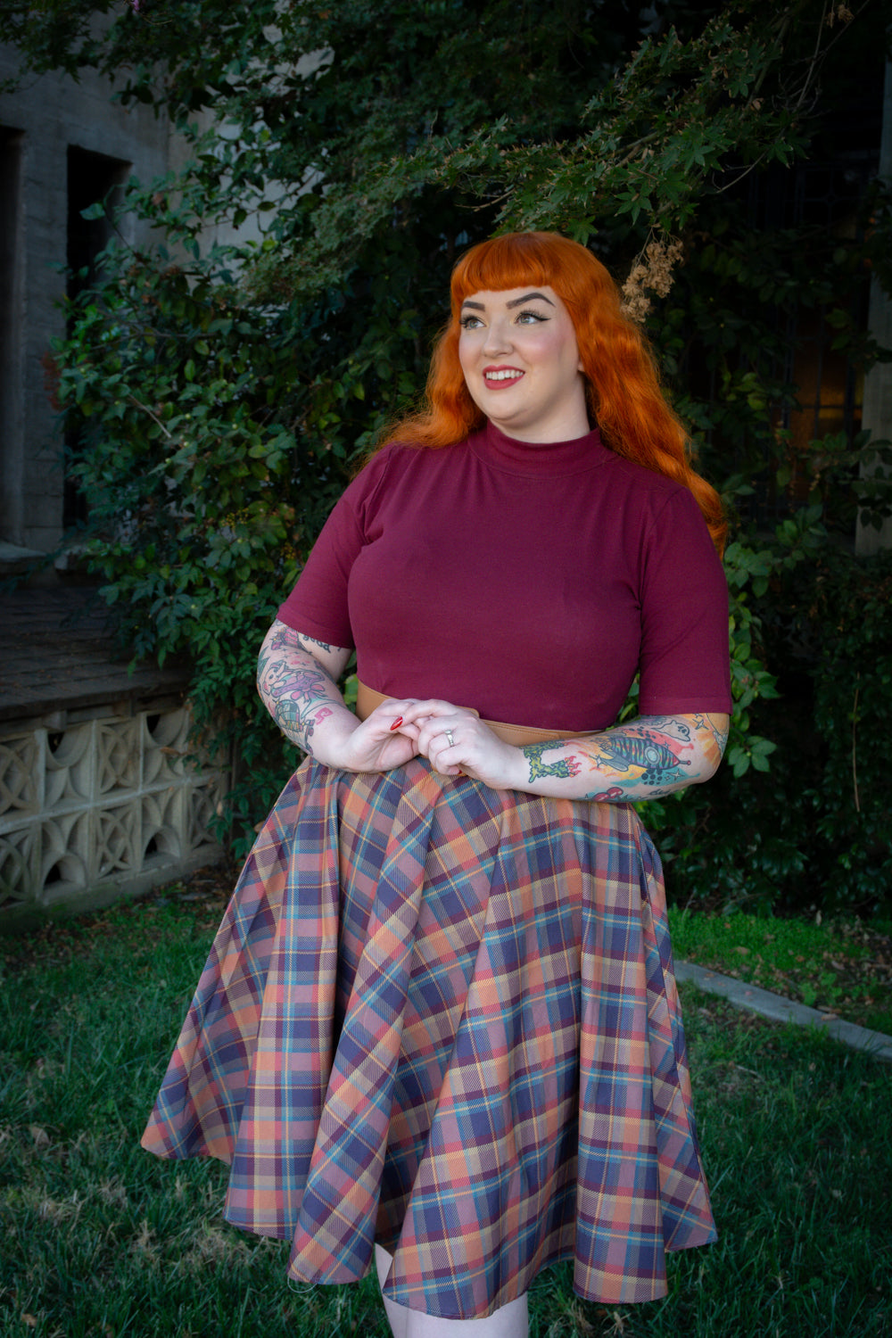Haute Circle Skirt - Amber Plaid