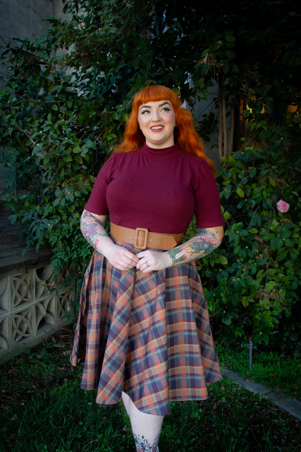 Haute Circle Skirt - Amber Plaid