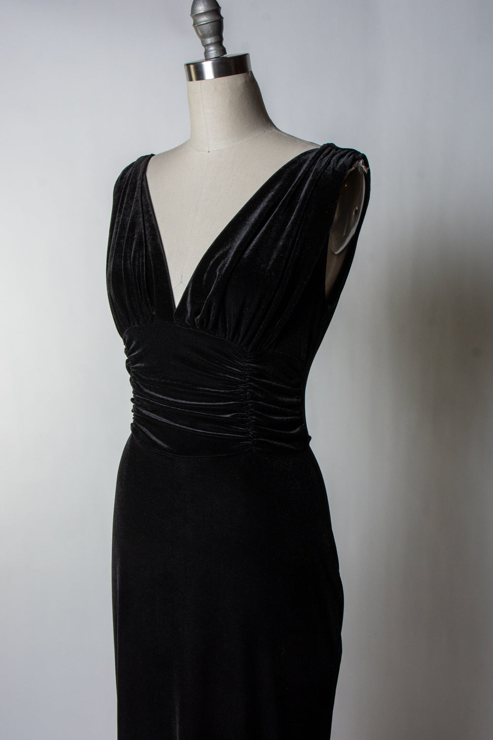 Formal Athena Gown  Dress - Stretch Velvet, Black