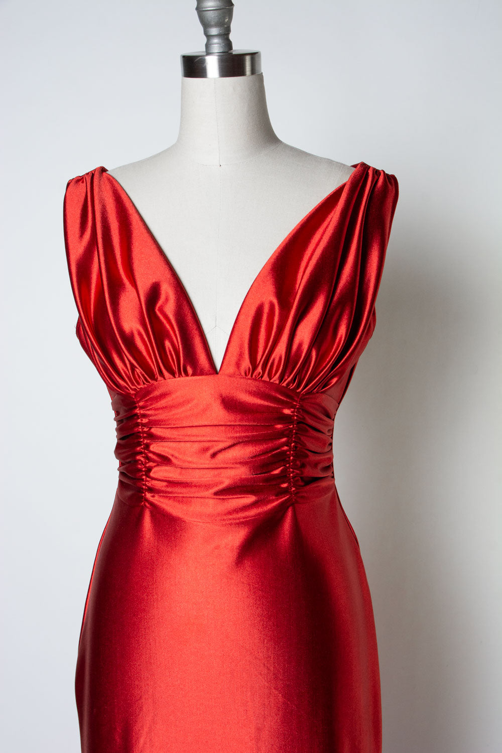 Formal Athena Gown Dress - Stretch Satin, Rust