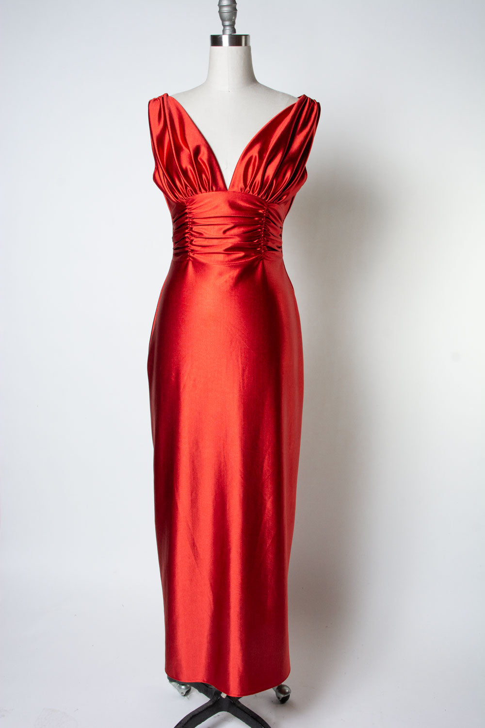 Formal Athena Gown Dress - Stretch Satin, Rust