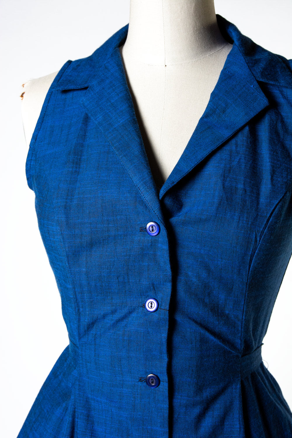 Betty Lou Dress - Linen Look, Blue