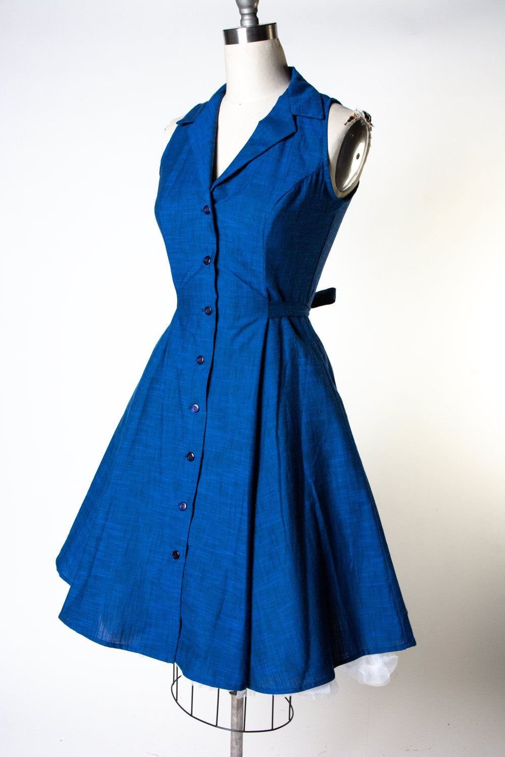 Betty Lou Dress - Linen Look, Blue