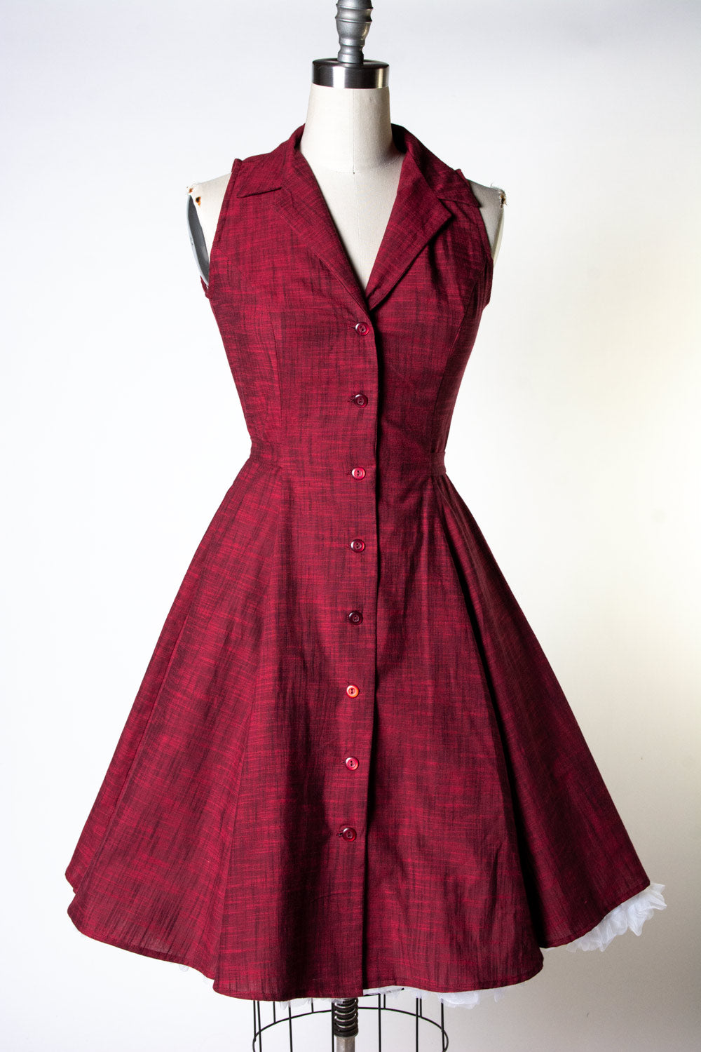 Betty Lou Dress - Linen Look, Red