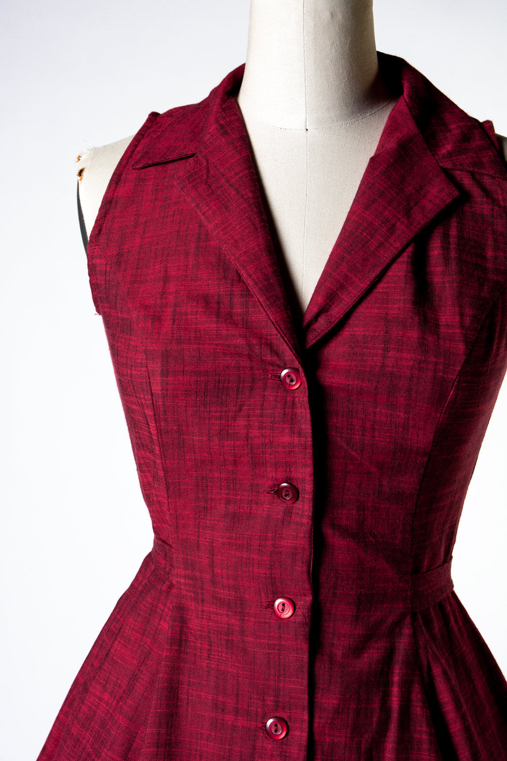 Betty Lou Dress - Linen Look, Red