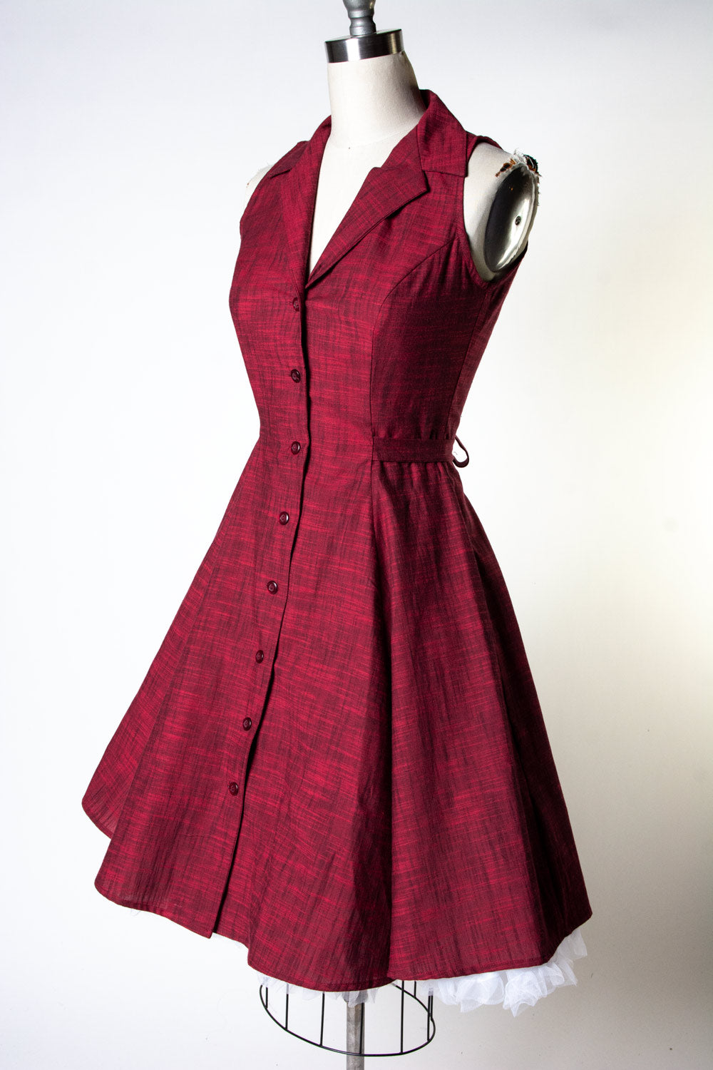 Betty Lou Dress - Linen Look, Red