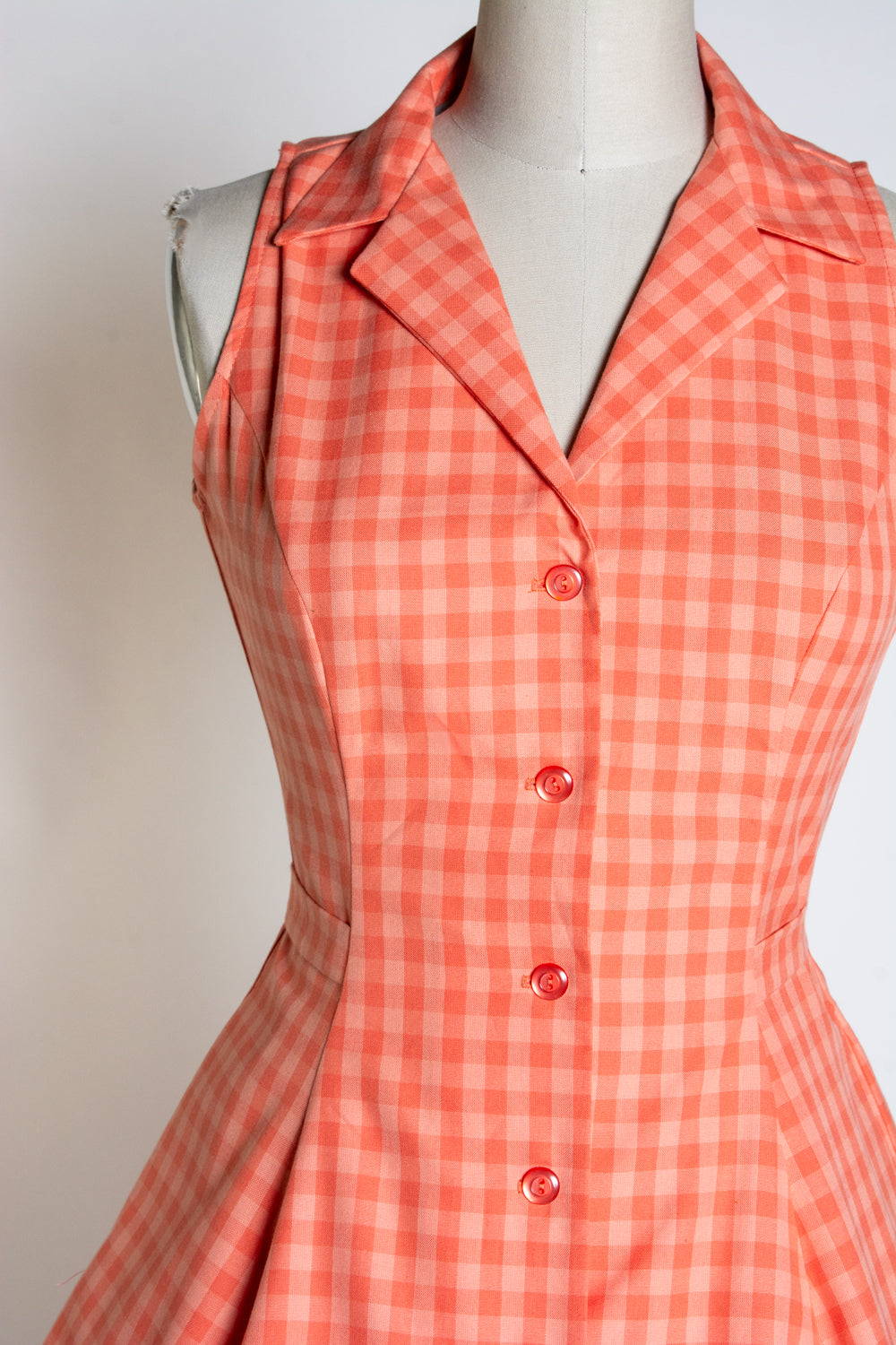 Betty Lou Dress - Peach Tonal Gingham*sale