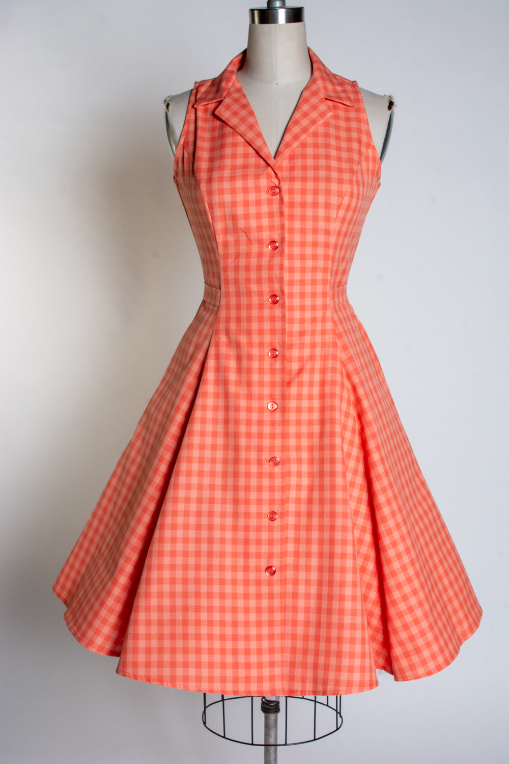 Betty Lou Dress - Peach Tonal Gingham*sale