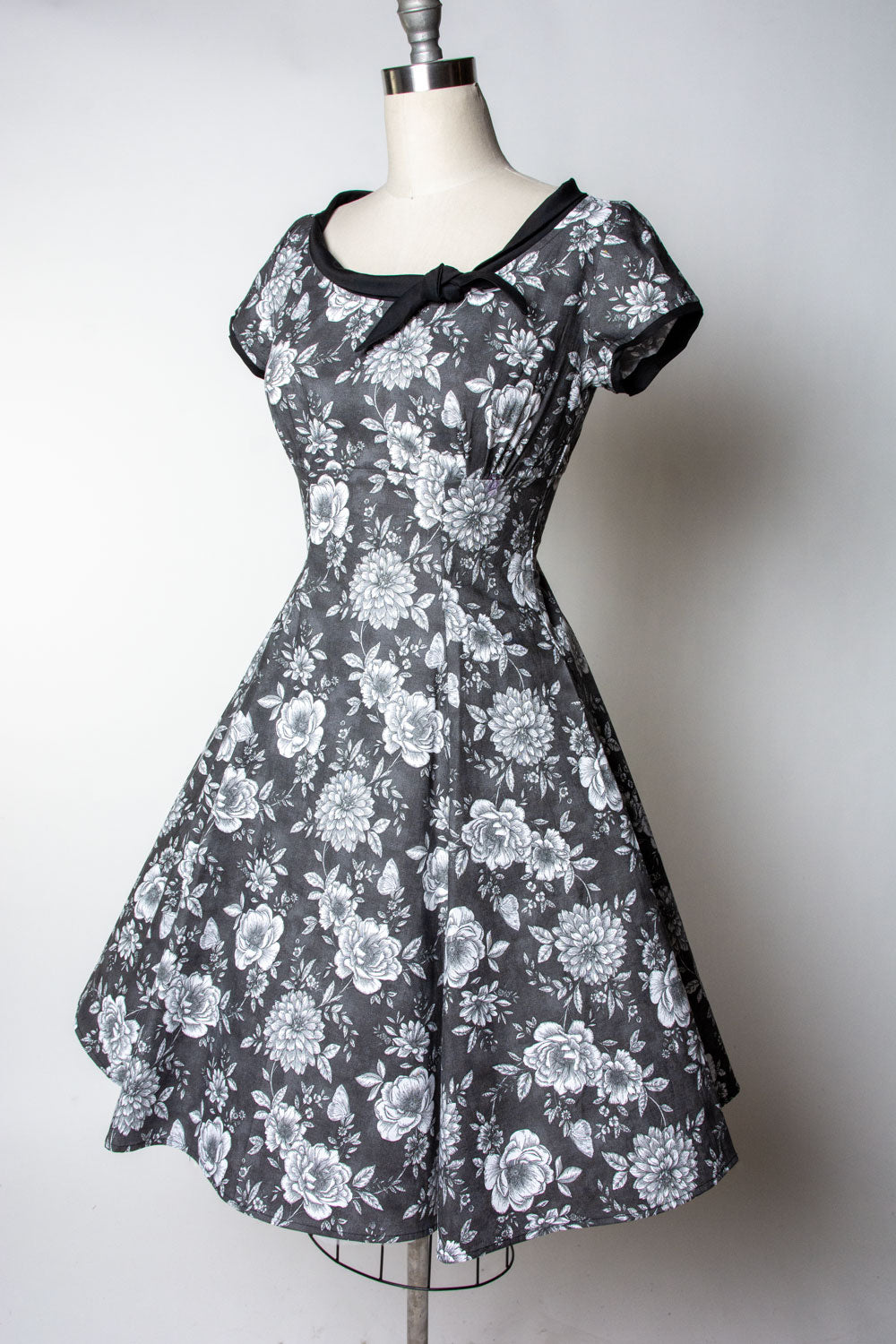 Beverly Dress- Graphite Roses