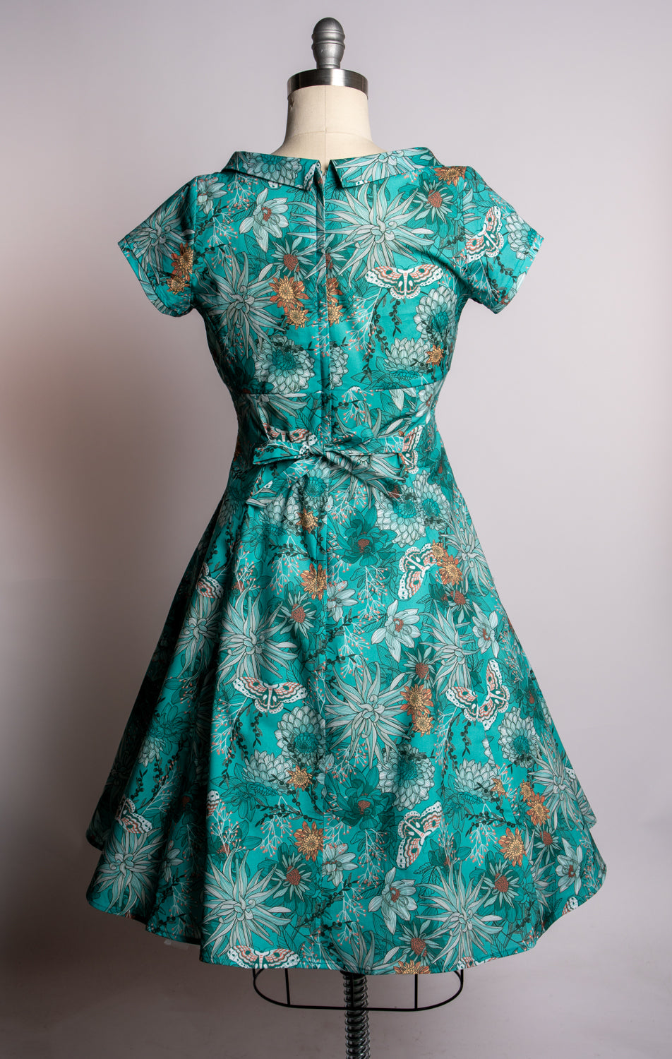 Beverly Dress- Teal Dahlia