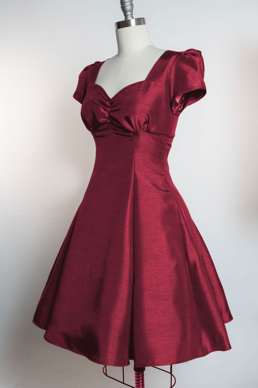PRE-ORDER Bree Dress- Shantung, Burgundy