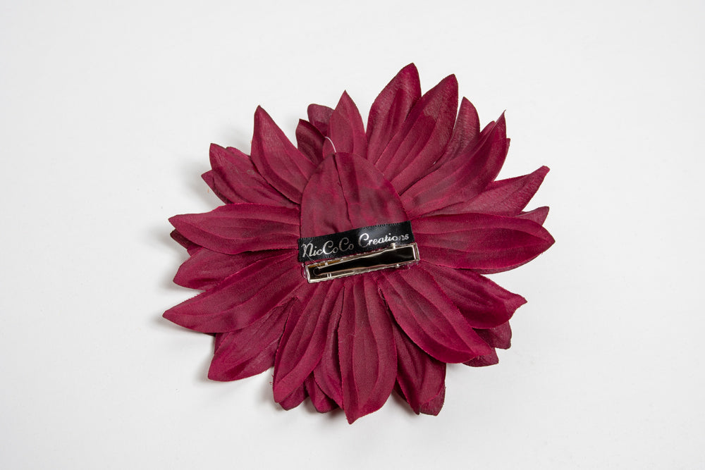 Burgundy Dahlia Hair Flower by NicCoCo Creations