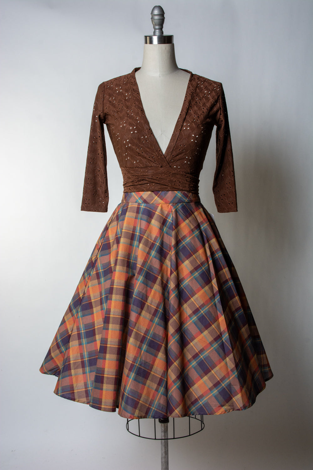 Haute Circle Skirt - Amber Plaid