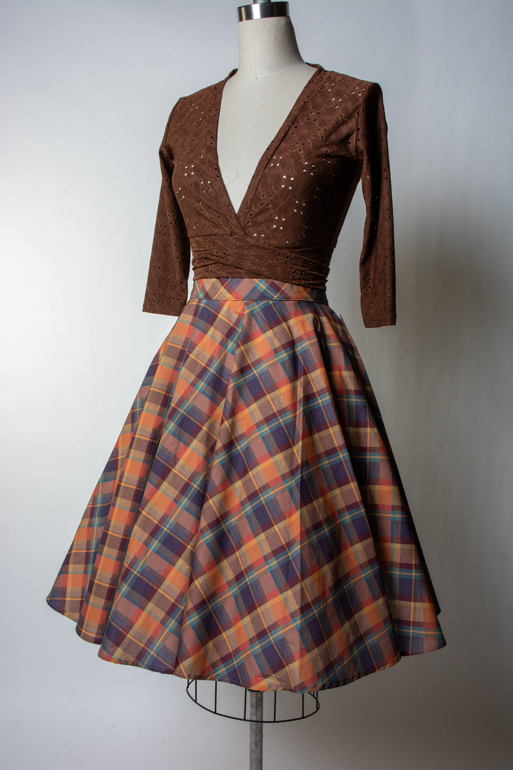 Haute Circle Skirt - Amber Plaid