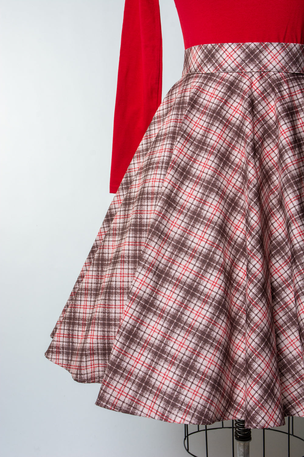 Haute Circle Skirt - Bias Plaid, Beige