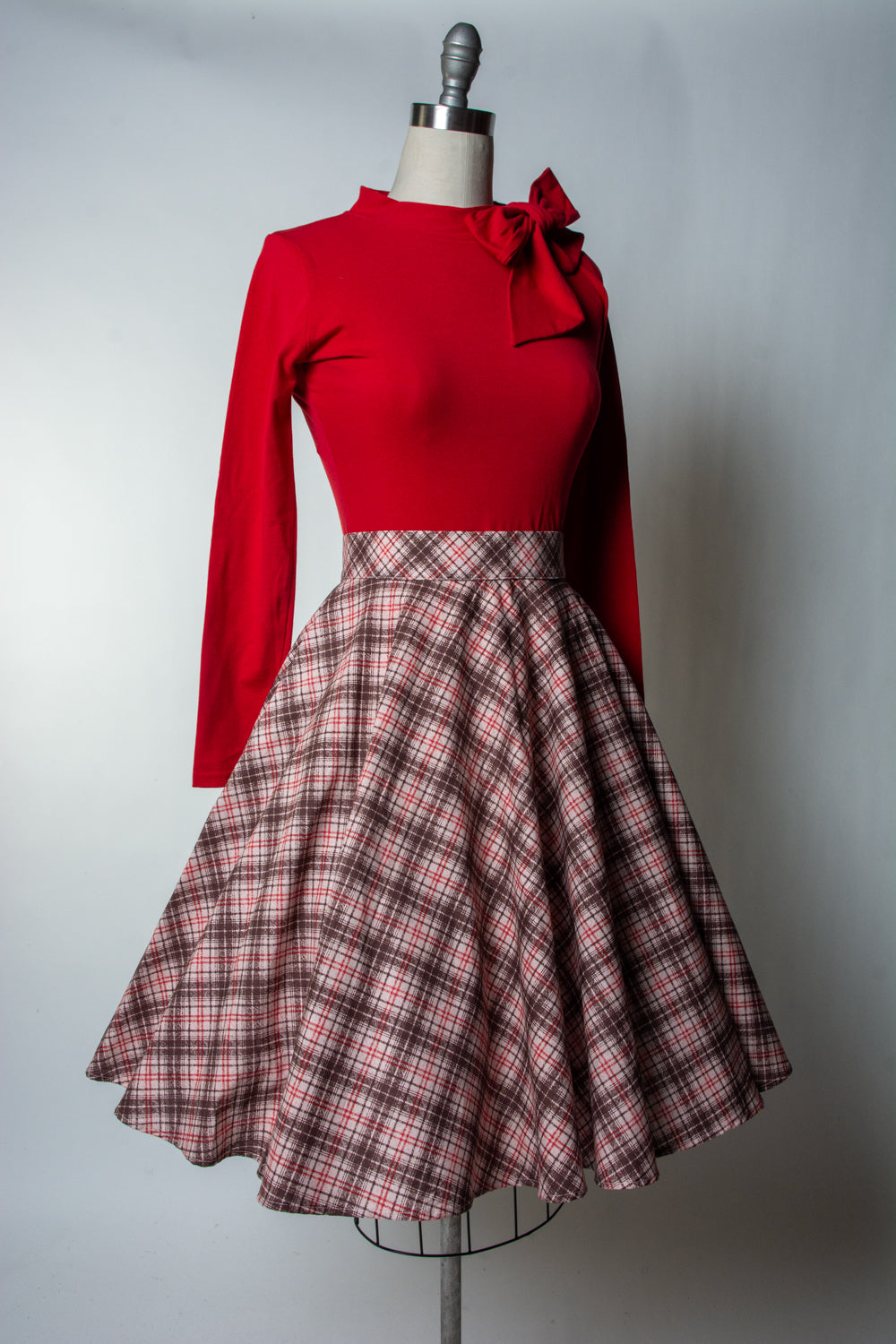 Haute Circle Skirt - Bias Plaid, Beige