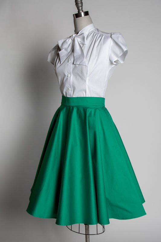 Haute Circle Skirt - Emerald Sateen