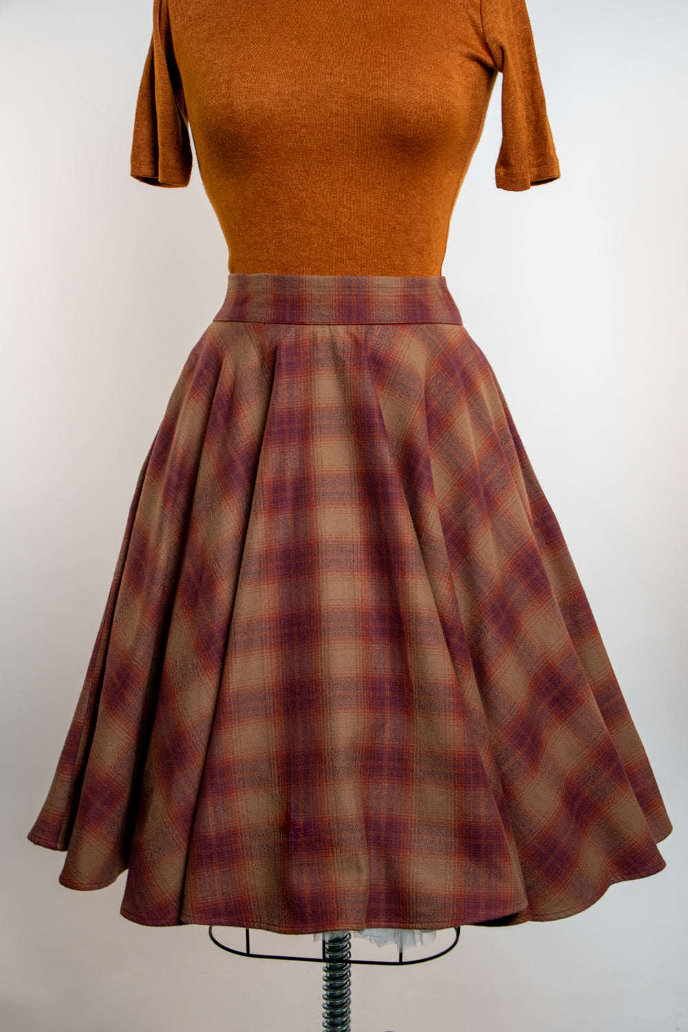 Haute Circle Skirt - Flannel, Rust Plaid