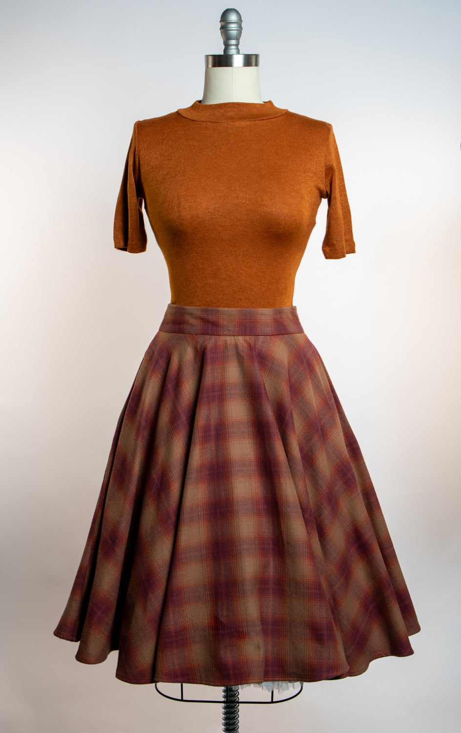 Haute Circle Skirt - Flannel, Rust Plaid
