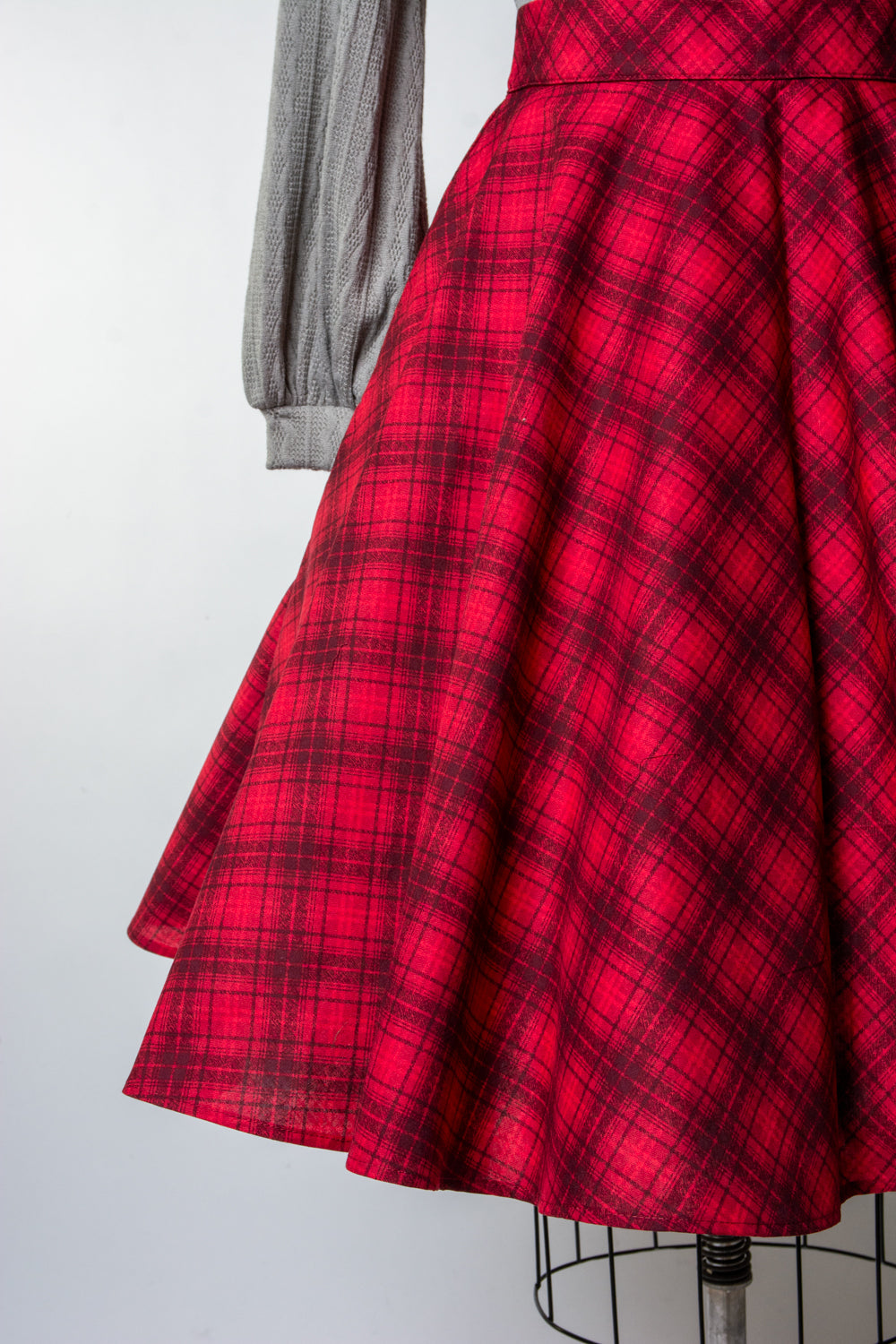 Haute Circle Skirt - Bias Plaid, Red