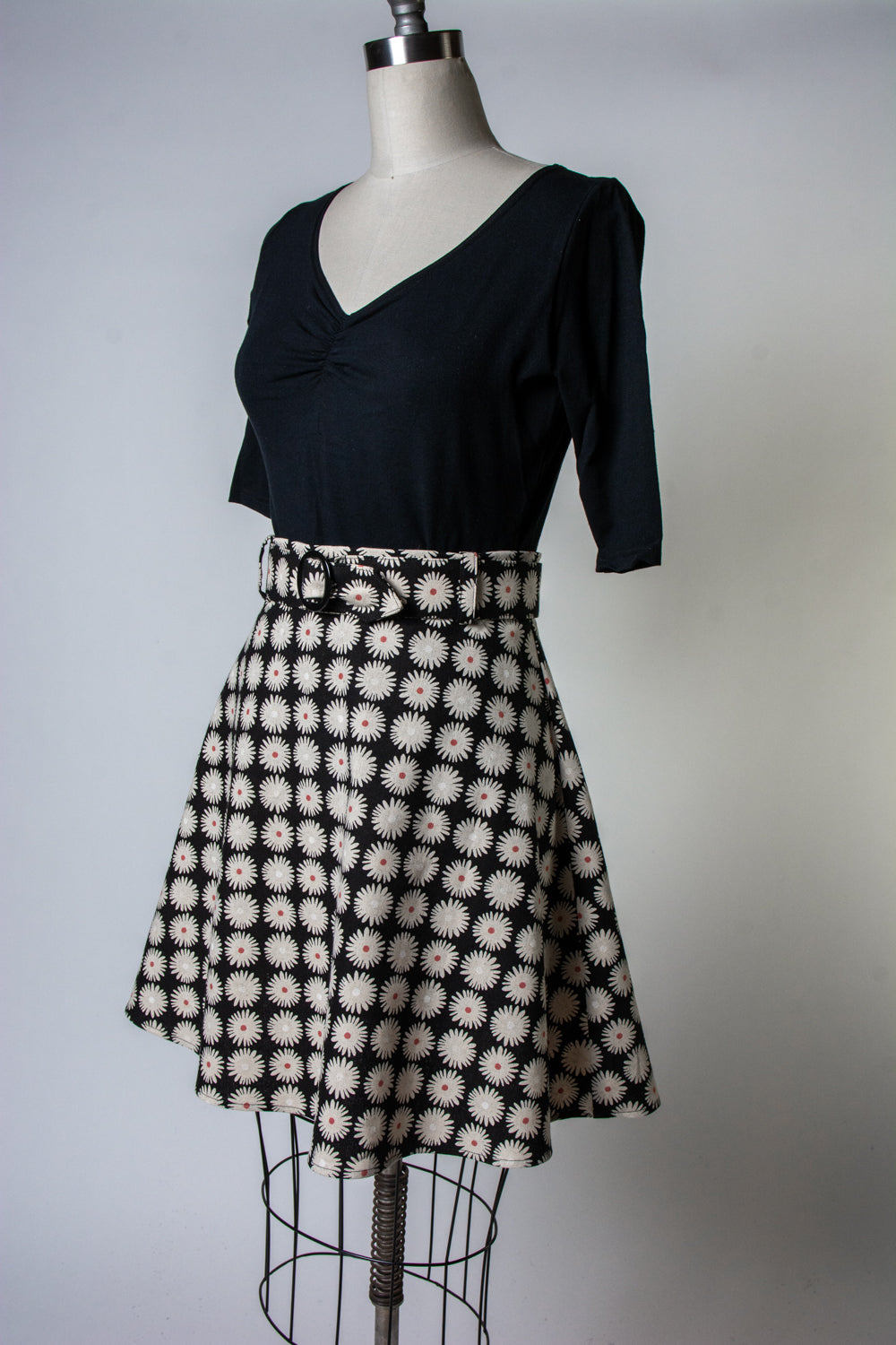 Coco Mini Skirt - Pink Dot Daisy Canvas
