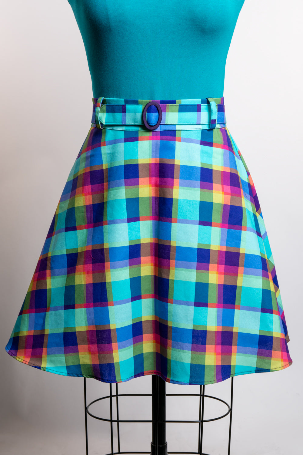 *PRE-ORDER* Coco Mini Skirt- Vibrant Plaid, Cotton Canvas