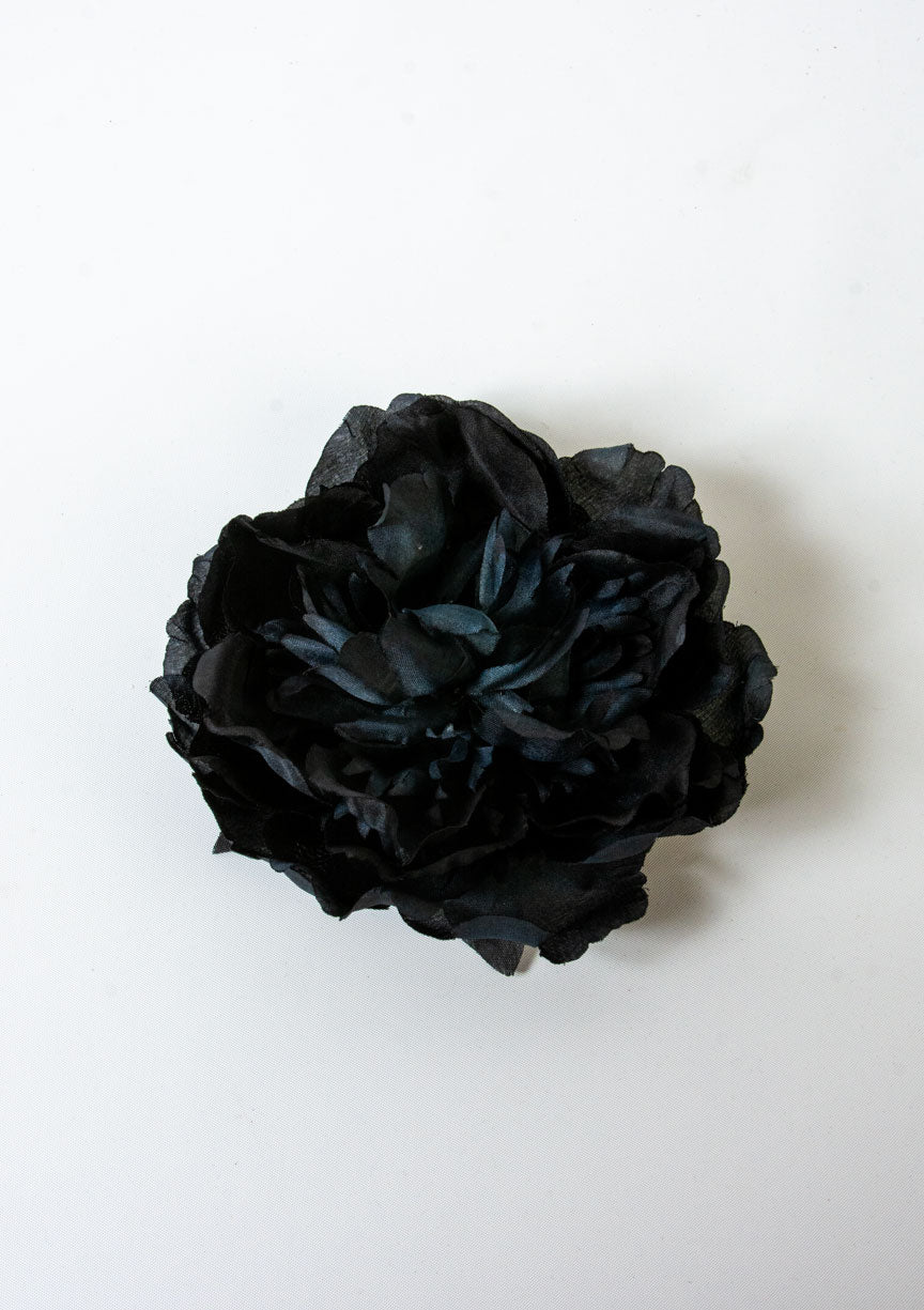 Black Peony Hair Flower by NicCoCo Creations