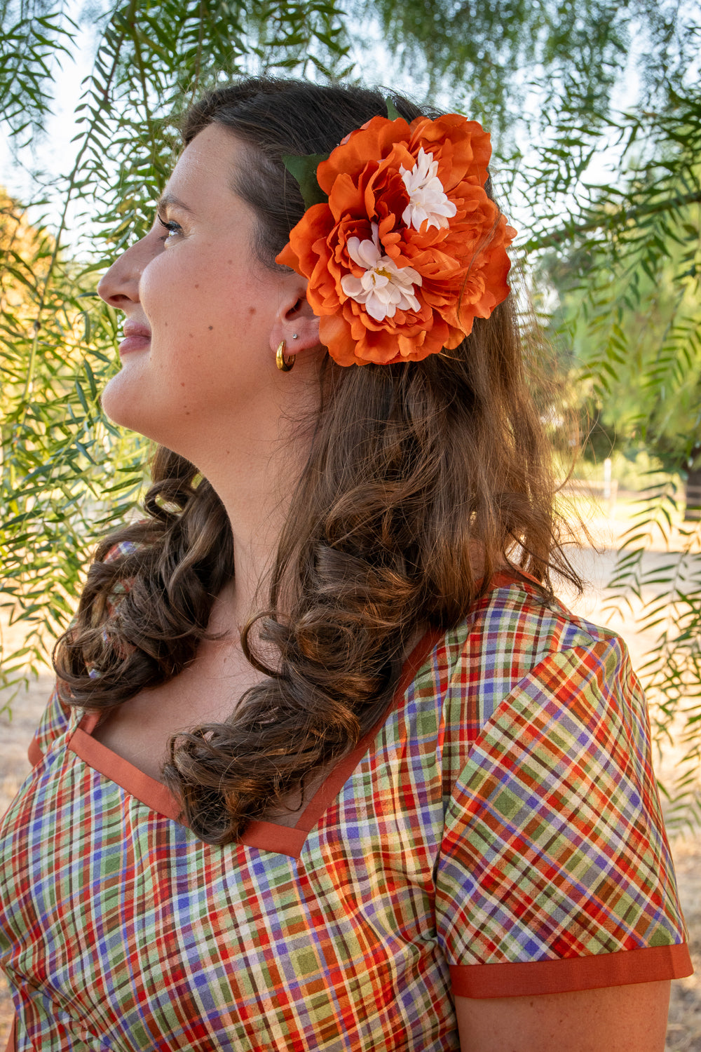 Orange Flower with Small White Flowers Hair Flower by NicCoCo Creations
