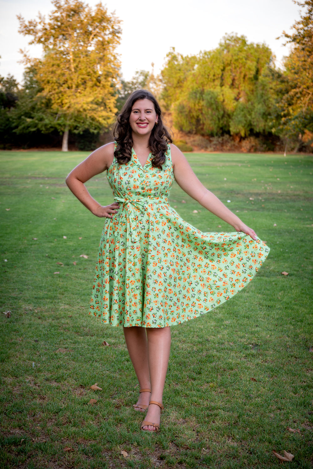 Staci Dress- Orange County, Lime