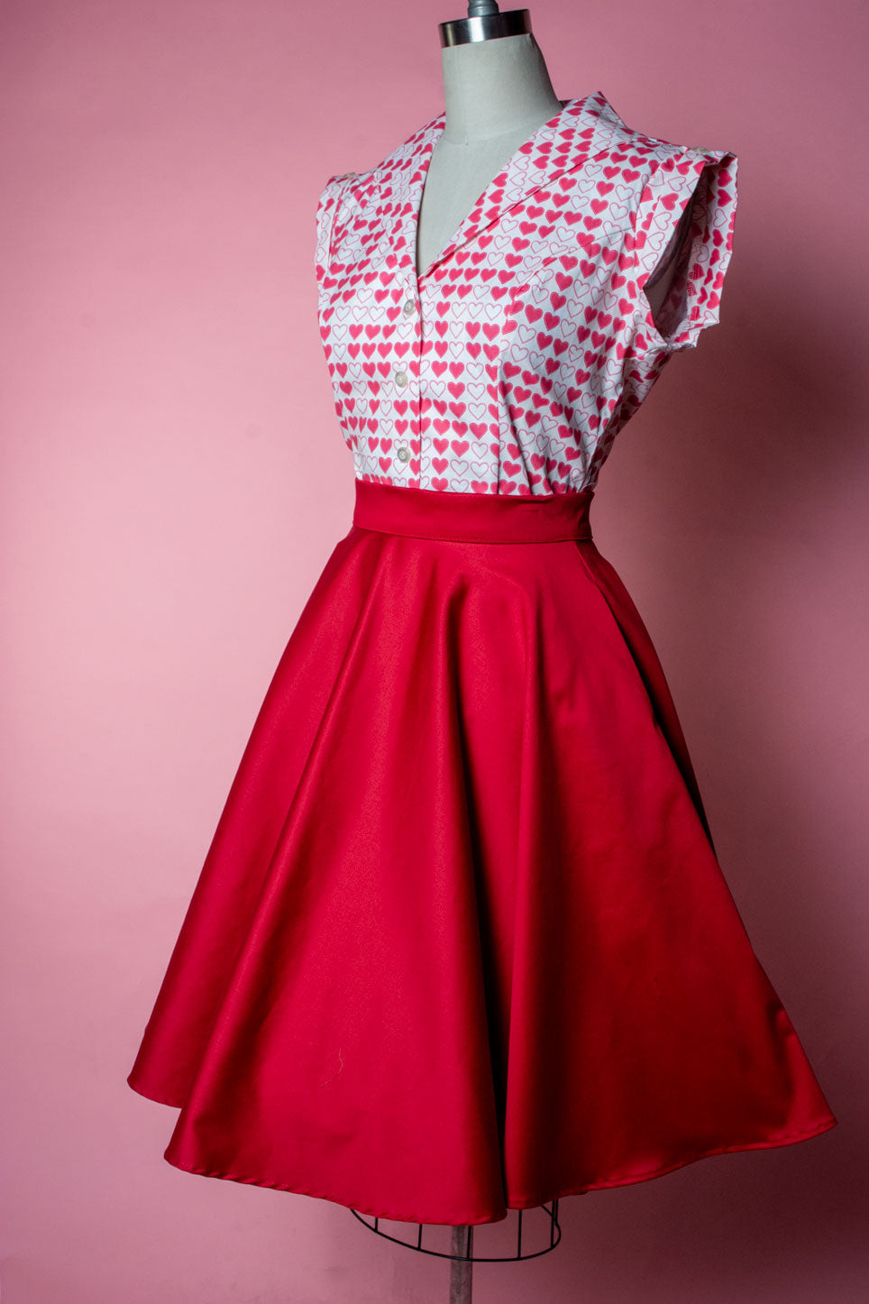 Haute Circle Skirt - Red Sateen
