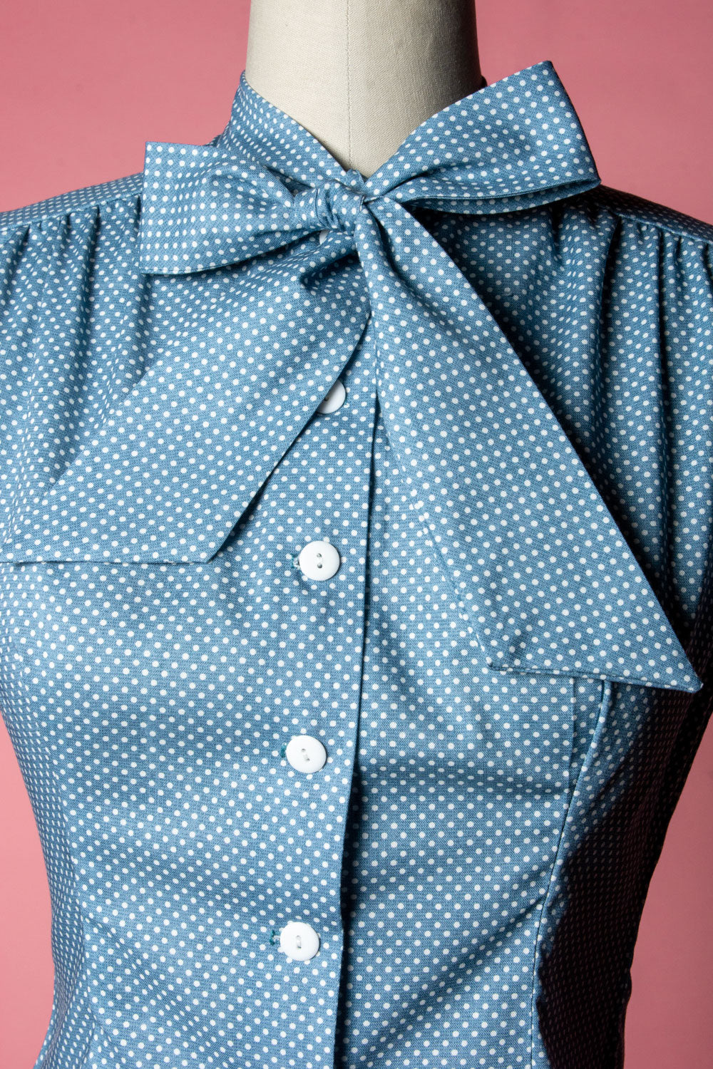 Estelle Blouse - Polka Dot, Light Blue