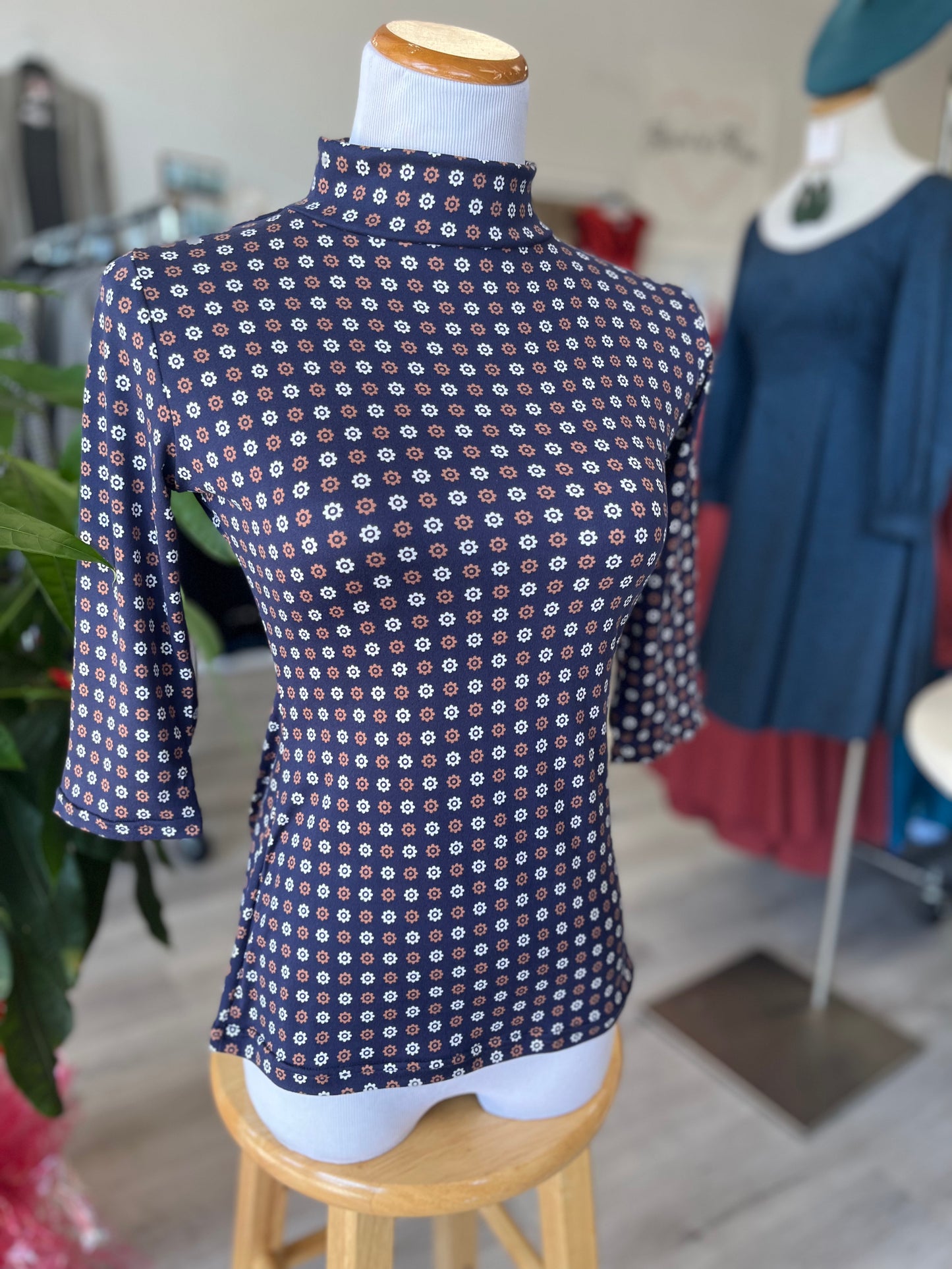 Denise Top 3/4 Sleeve - Cafe Fluer Dot