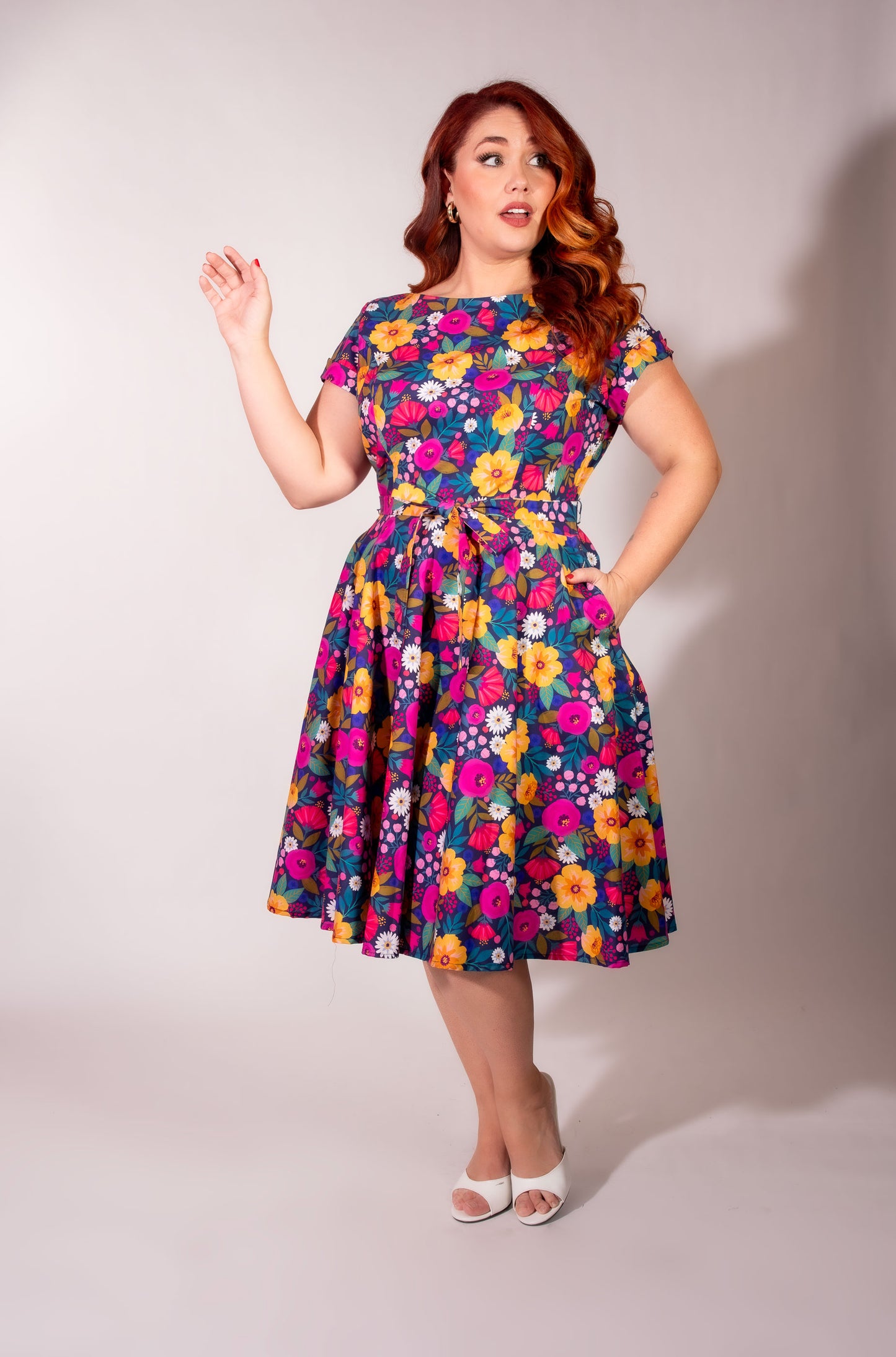 Melody Dress- Gloria's Garden, Navy