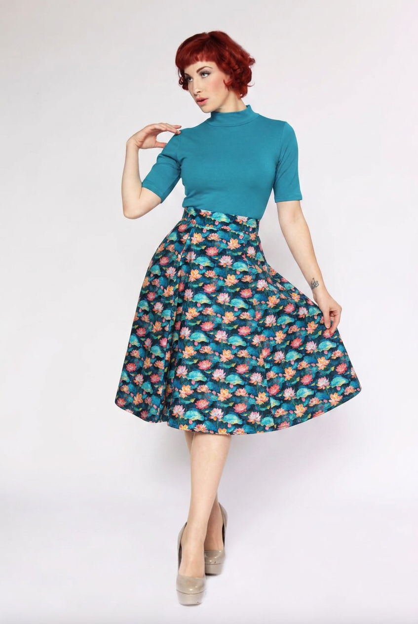 Twirl Skirt- Lotus Flowers – Heart of Haute