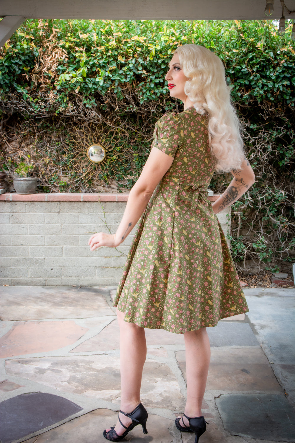 Millie Dress - Olive Birds