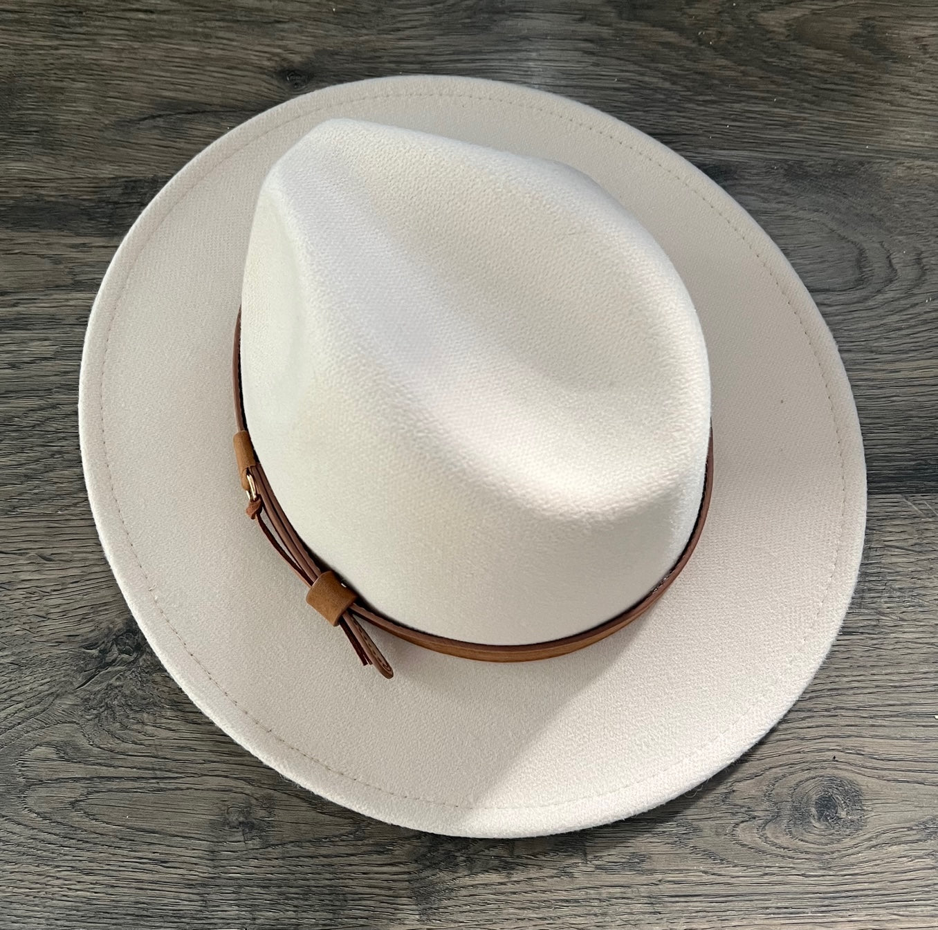 Fox & Fable - Vegan Felt Wide Brim Hat - Cream - Plain - READY TO SHIP