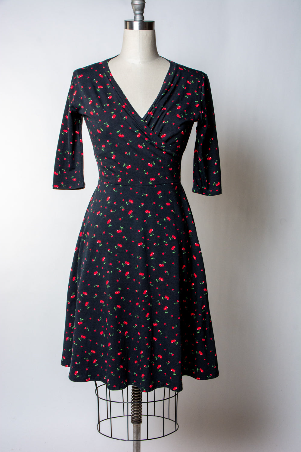 Joanie Knit Dress 3/4 Sleeve - Cherries