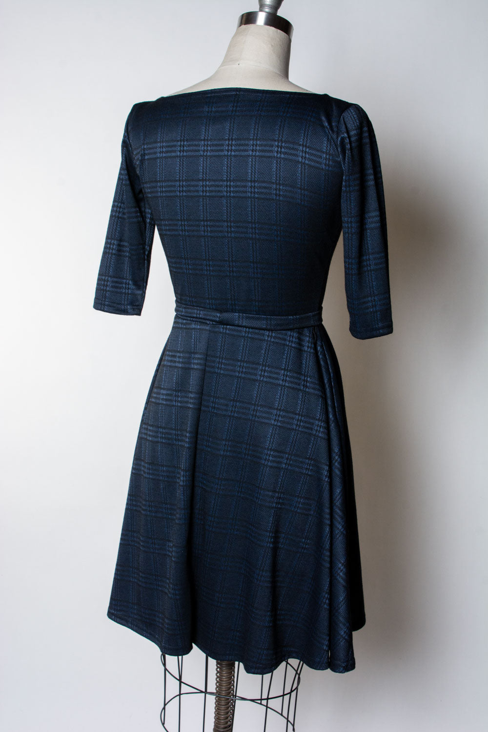 Josephina Dress- Black & Blue Plaid