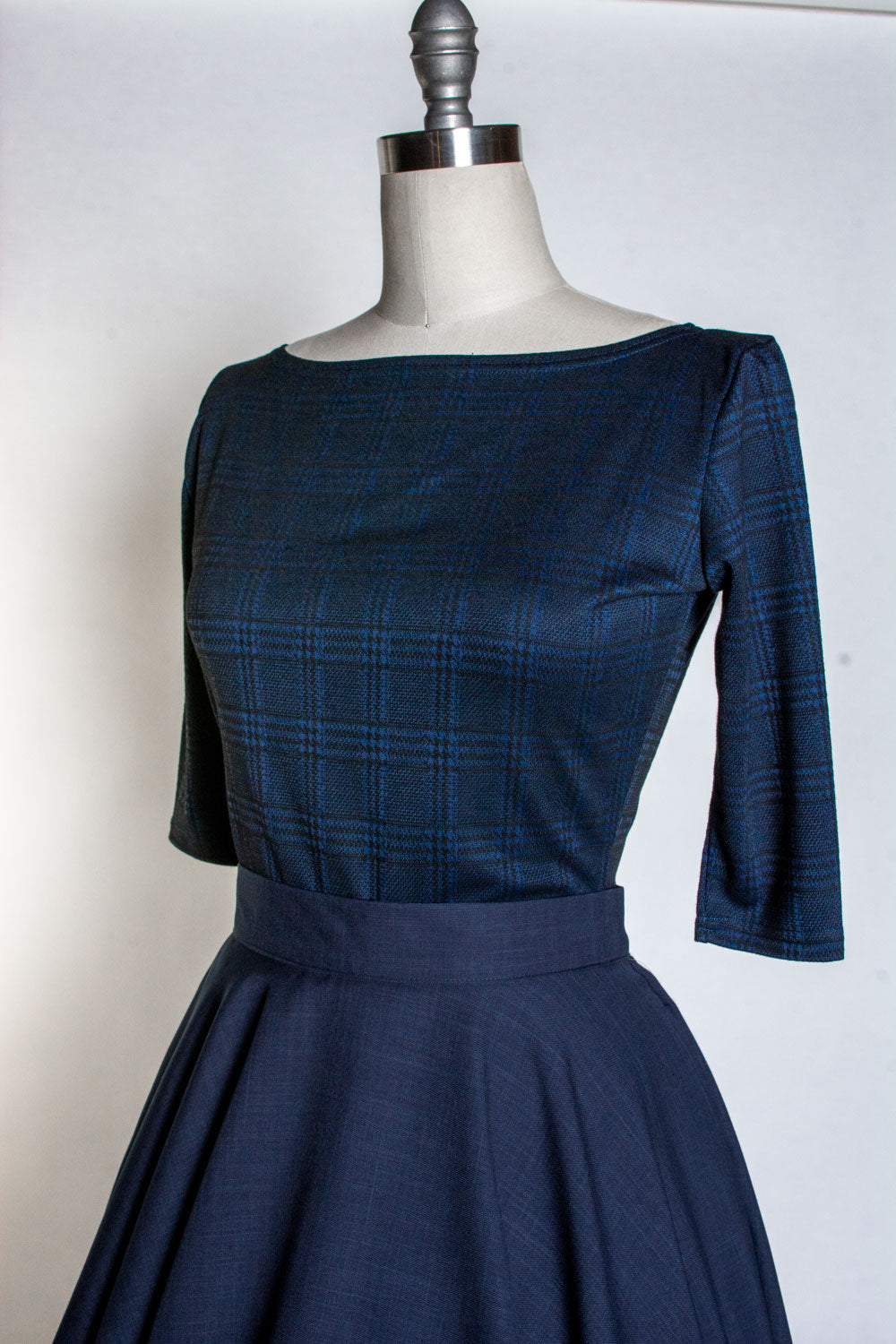 Josie Top- Black & Blue Plaid