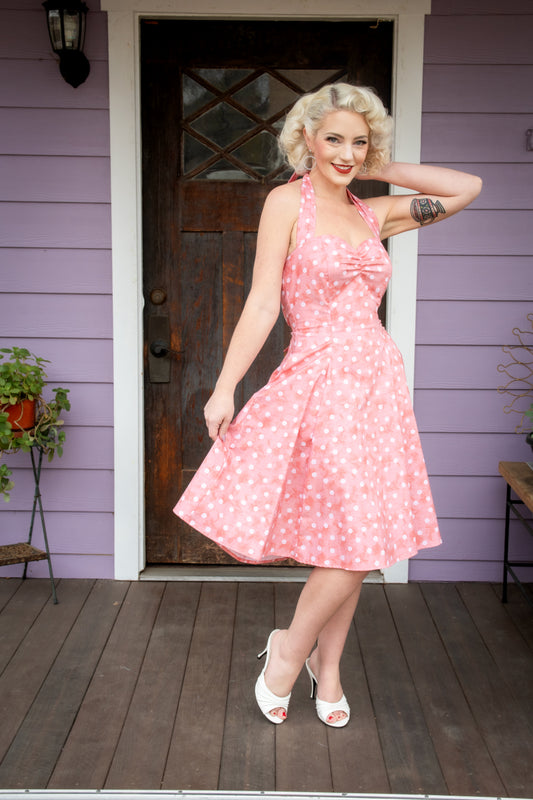 Sweetie Dress - Watercolor Dot, Coral *sale