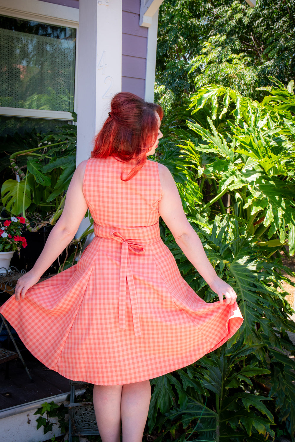 Betty Lou Dress - Peach Tonal Gingham*sale