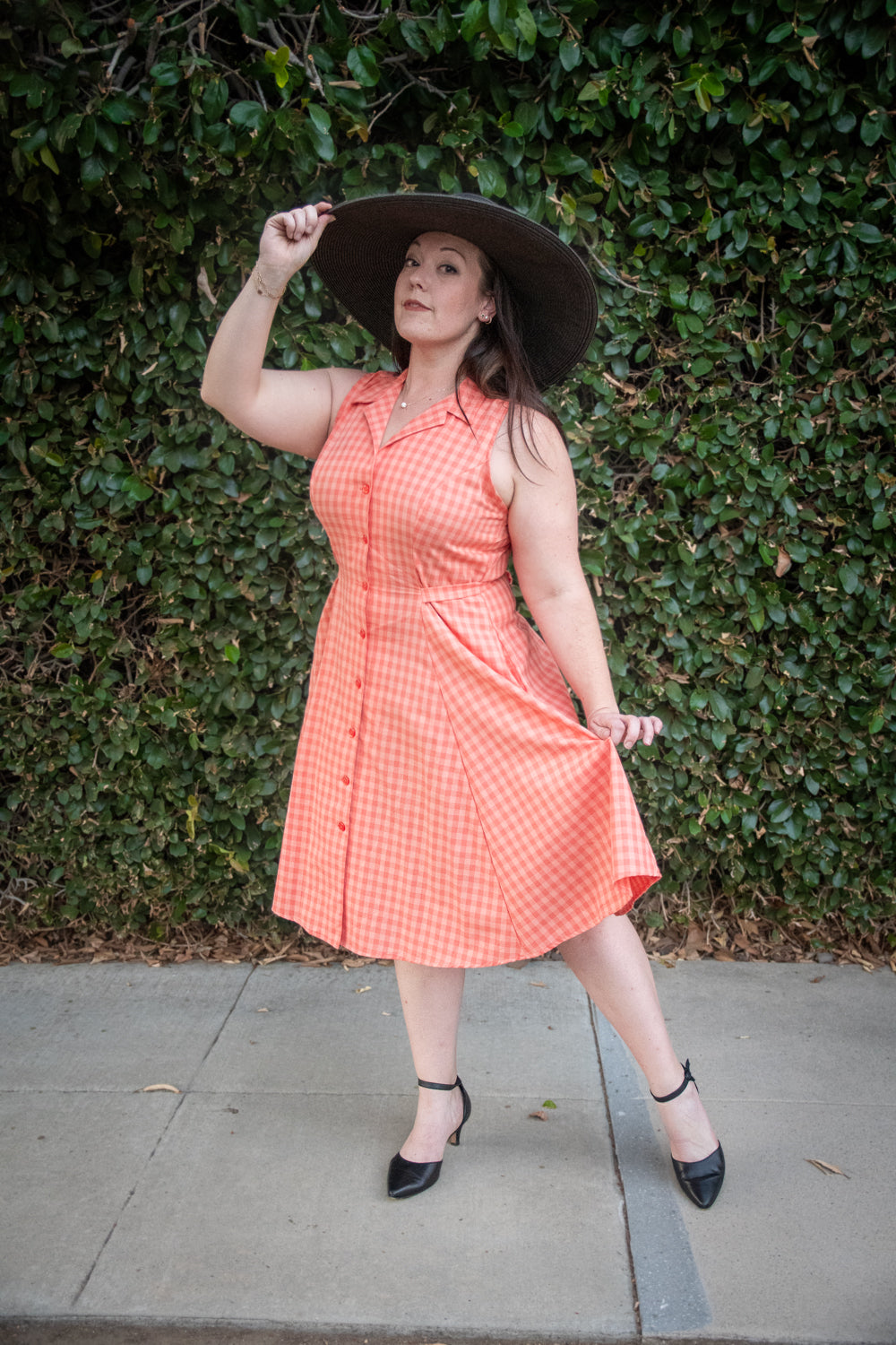 Betty Lou Dress - Peach Tonal Gingham