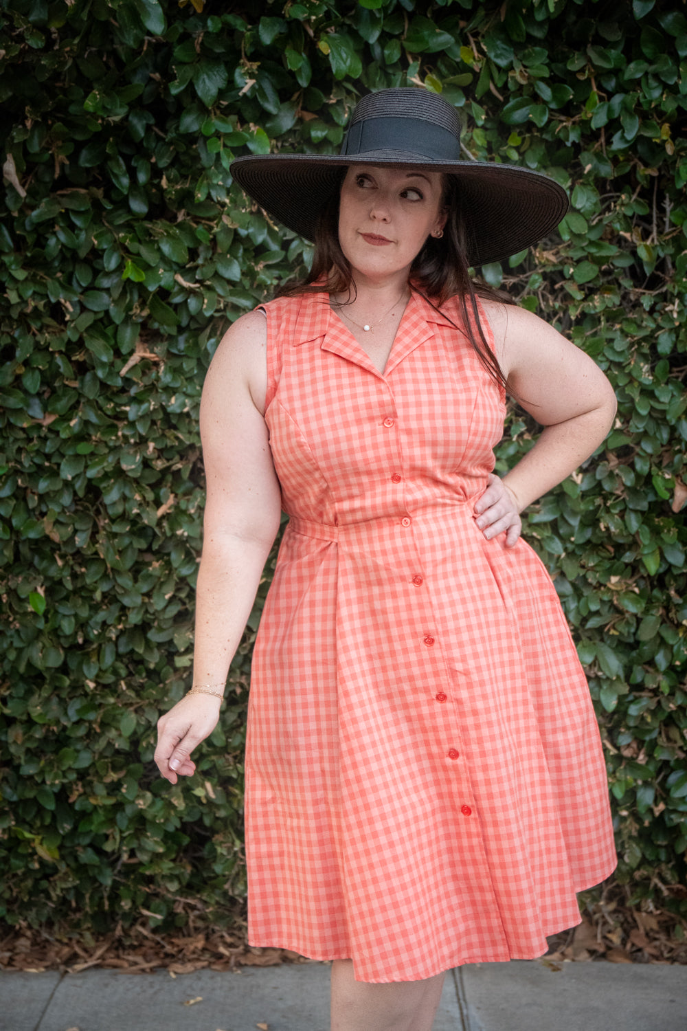 Betty Lou Dress - Peach Tonal Gingham