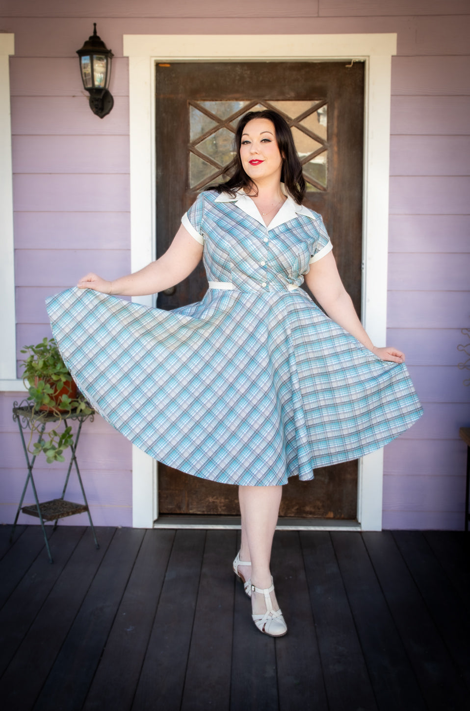 Dinette Dress - Ice Blue Plaid