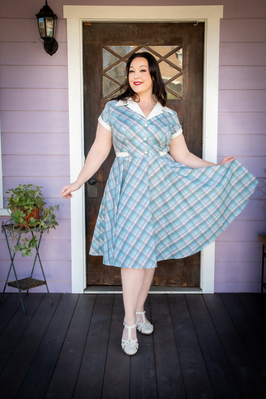 Dinette Dress -  Ice Blue Plaid