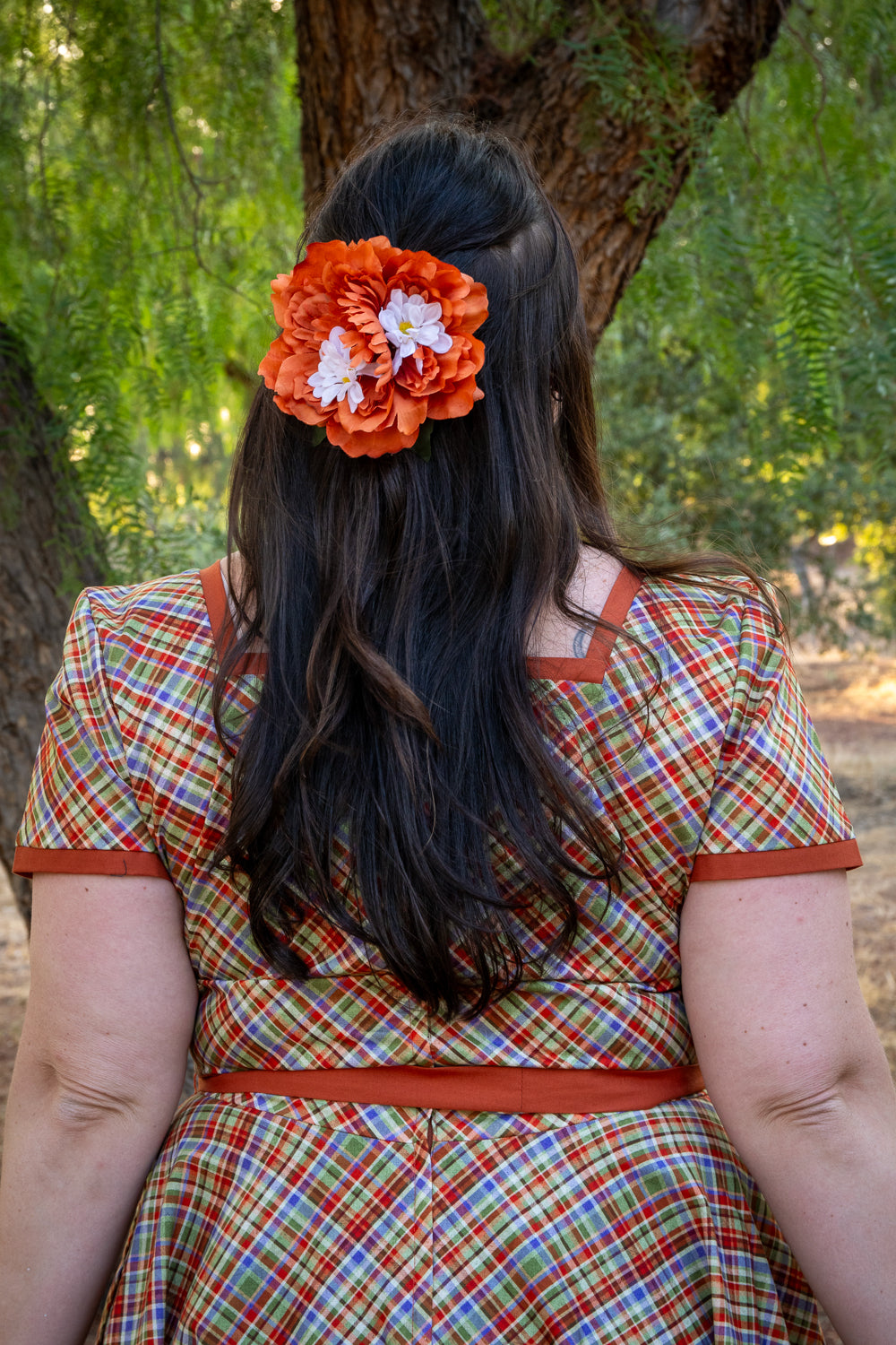 Orange Flower with Small White Flowers Hair Flower by NicCoCo Creations