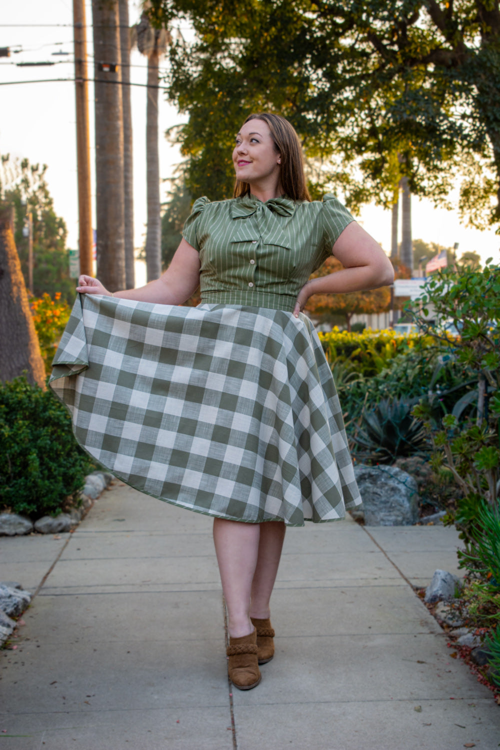 Haute Circle Skirt Big Gingham Sage Heart of Haute