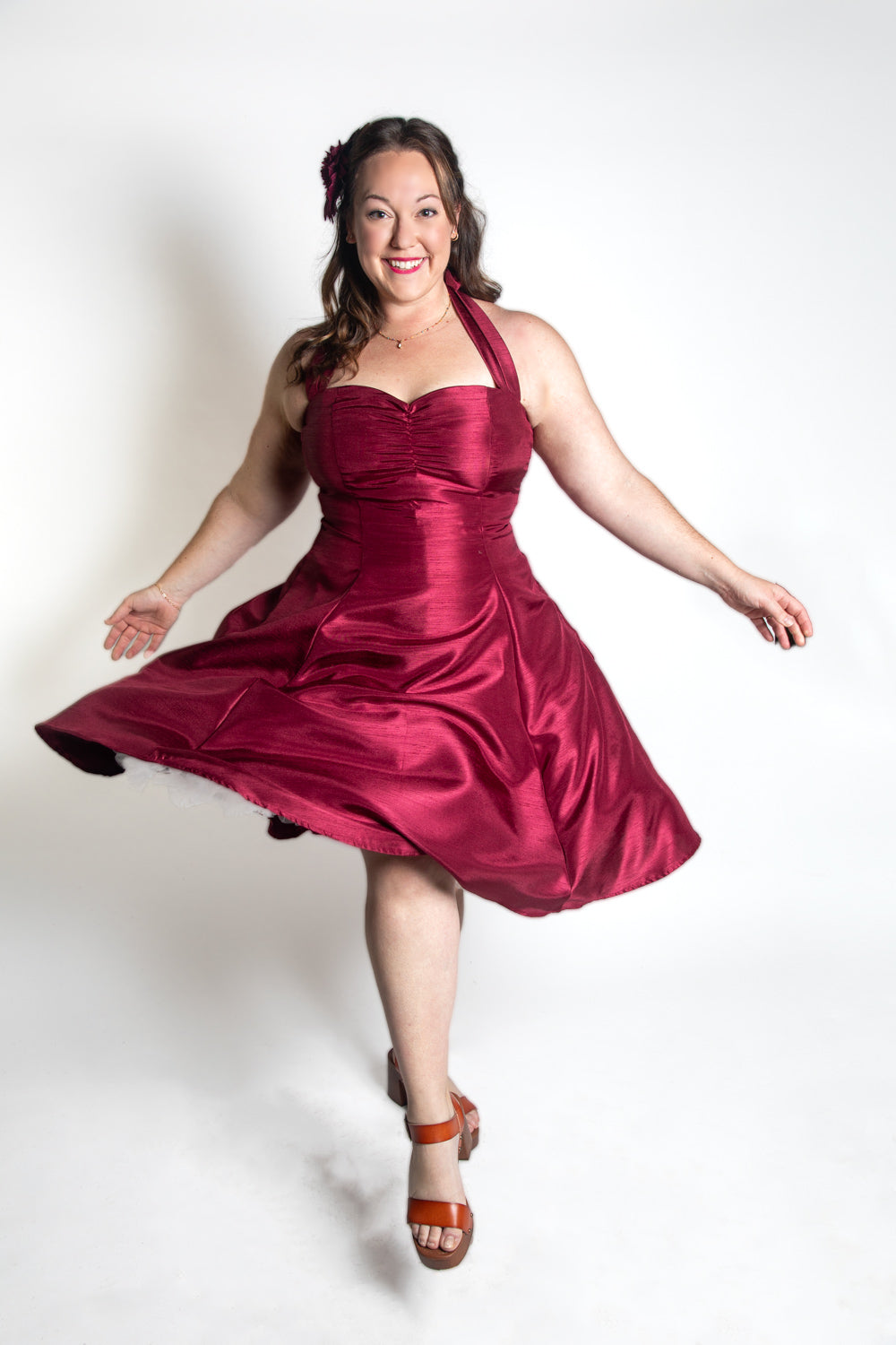 PRE-ORDER Sweetie Dress- Shantung, Burgundy